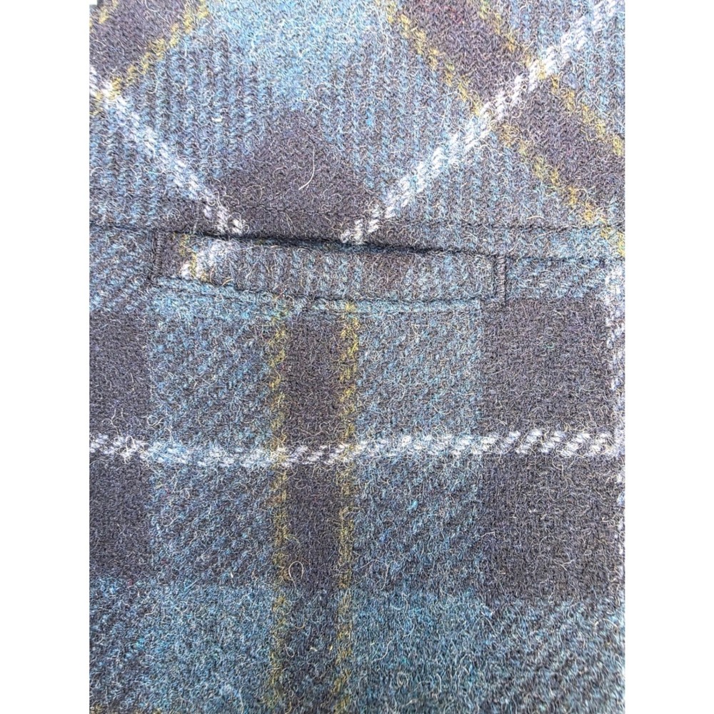 LL Bean Blue Green Plaid Wool Blend Skirt Womens 8 Petite Pencil Skirt Vintage - Picture 3 of 9